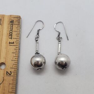 Sterling Silver Bead Ball Earrings Dangle 925
